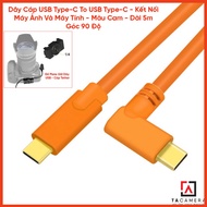 Type-c To USB Type-C Cable - Flatlay Photography by Liveview - Orange - 5m long - Right Angle