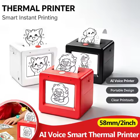 AI Magic Box Voice Control Portable HD Screen Thermal Printer for Kids Gift Drawing Photos Printing 
