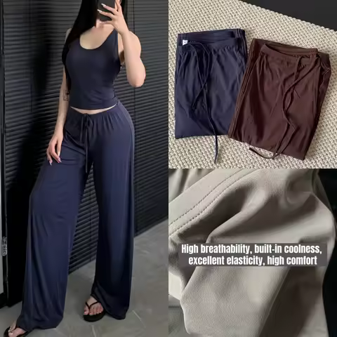High Waist Wide-Leg Yoga Joggers for Women, Female Casual Tracksuit Bottoms, Straight Outdoor Baggy