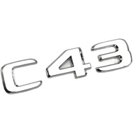 3D ABS Chrome Black C 43 Logo C43 Emblem Letters Car Trunk Badge Decal Fit for Mercedes Benz AMG W20