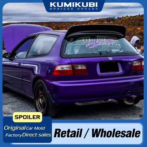 Fits 1992-1995 Honda Civic EG6 Hatchback BYS Style Roof Spoiler Wing ABS Matte Black