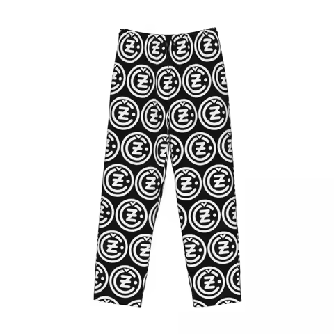 Custom White CZ Guns Logo Pajama Pants Men Sleepwear Sleep Lounge Bottoms with Pockets