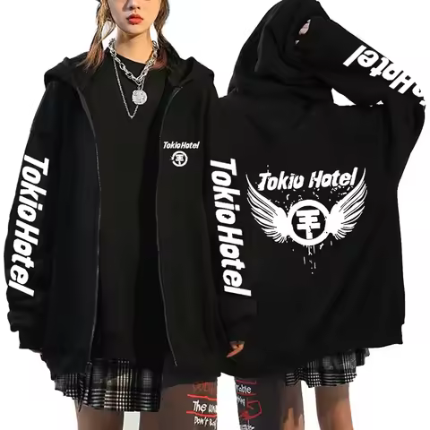Tokio Hotel Hoodie Men Woman Harajuku Zip Up Jacket Sweatshirt Hip Hop Streetwear Fashion Oversized