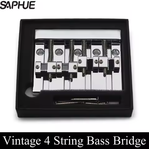 Vintage 4 String Bass Bridge 82.3x63.5MM String Bottom Through String Spacing 19MM Bass Fixed Bridge