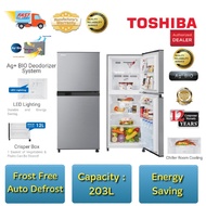 Toshiba 2 Door Fridge (203L) Refrigerator GRB22MP Peti Ais 2 Pintu Frost Free