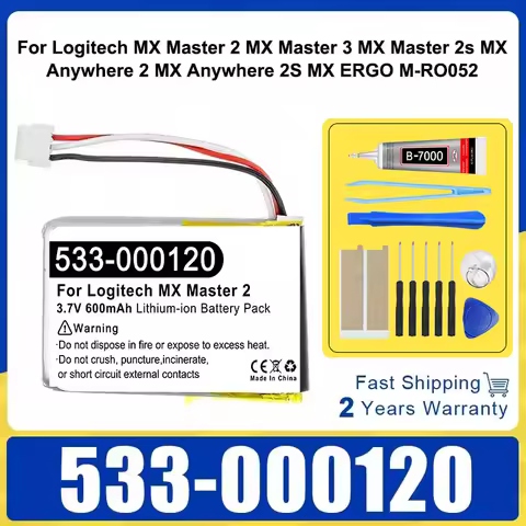 Battery 600mAh 533-000120 for Logitech MX Master 2 MX Master 3 MX Master 2s MX Anywhere 2 MX Anywher