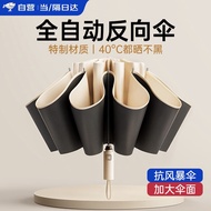 梦多福反向雨伞全自动伞超大号雨具男便携折叠伞遮阳防紫外线晴雨两用女 梧桐米【全自动反向+安全不回弹 晴雨两用丨加大伞面丨反光条设计