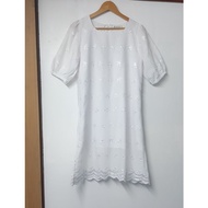 7 White Dresses Maternity Bust 36 Embroidered Straight Cut Rent Size M L Second Hand Good Condition.