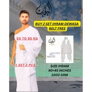 Kain IHRAM Al Yaqeen Sejuk dan Berkualiti Buy 2 Ehram Dewasa Tali Pinggang Free (Umrah & Haji Dewasa