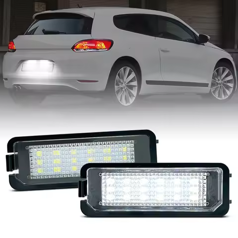 2Pcs For VW Scirocco Fox Lupo Polo Phaeton T-Roc Rabbit White LED Number License Plate Light
