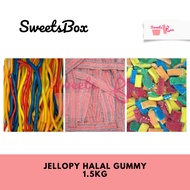 Sweetsbox | Jellopy Sour Belt Liquorice 1.5KG Halal Gummy Candy Candies - Family Pack - Wholesale -Turki