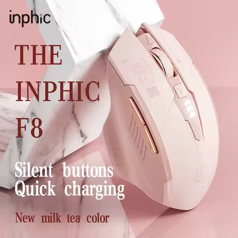 INPHIC F8 Girls Wireless Mouse Charging Girls Office Light Sound Ergonomic Light Sound Comfortable 2