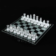 Glass International Chess Board with Chess Pieces Set Crystal Chess Set