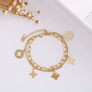 (Titan) B39 Lắc tay nữ vòng tay nữ titan không đen hoạ tiết đẹp phối dây xích Ring House