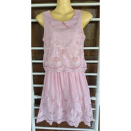 R 45/Pink Dress Sleeveless Embroidered Fabric No Fade Drop