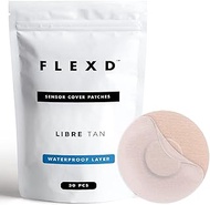 Flexd - Freestyle Waterproof Sensor Covers for Libre 2 &amp; 3 - (30 Pcs) - Libre 3 Sensor Covers - CGM Adhesive Patches - Without Adhesive in The Center - (Round - 2 Layers - Tan)