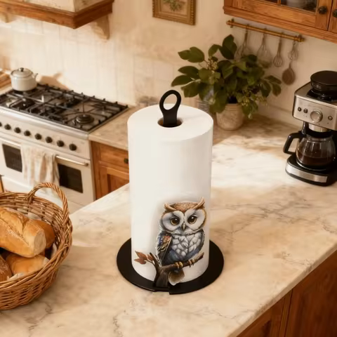 Flower Wooden Base Tissue Holder Desktop Decoration Cartoon Kitchen Towel Rack Cute Roll Paper Stand