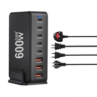 600W GaN Charger 8 port USB C PD Fast Charging Station PD3.1 Adapters Wall Charger for Universal Mob