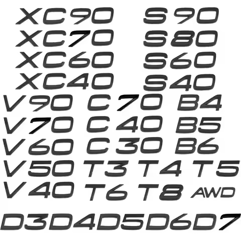Car Trunk Sticker 3D ABS Glossy Black B4 B5 B6 T3 T4 T5 T6 T8 AWD D3 D4 D5 D6 D7 For XC90 XC70 XC60