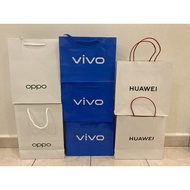 PAPER BAG / RECYCLE BAG #HUAWEI #VIVO #OPPO LOGO #white #blue PAPER BEG / RECYCLE BEG