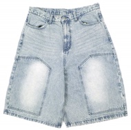 二手 SENSE OF PLACE by URBAN RESEARCH 2025 春夏雙膝寬牛仔短褲，AAA5-14B120，LURBAN RESEARCH，靛藍色，拉鍊門襟，短褲。