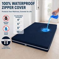 4/6/8/10inci Cadar Waterproof Mattress Protector Zip Mattress Cover Sarung Tilam KalisAir Cadar 防水床单