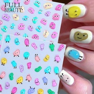 (RT) Trendy New 3D Jelly Feeling Nail Sticker Cute Bean Soft Candy Adhesive Colorful Funny Nail Stic