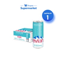 [1 Carton] Evian Sparkling Carbonated Natural Mineral Water Can (24x330ml)