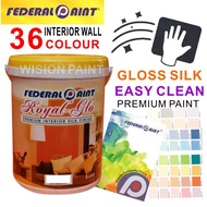 🔥READY STOCK🔥 ( 5L ) FEDERAL PAINT ( ROYAL GLO EASY CLEAN ) PREMIUM INTERIOR SILK FINISH EASY WASH