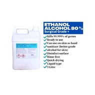 Ethanol Alcohol 80% 5 Litre kills 99.999% of germs