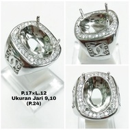 H4uL Cincin Perak925 Ring Silver925 Cangkang Batu Akik Emban Cincin Batu Giok / Permata / Berlian