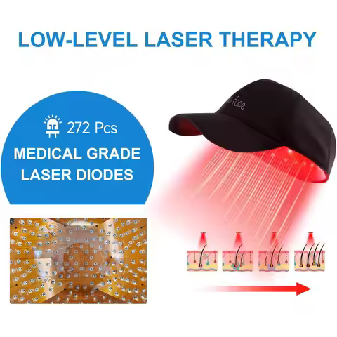 272 Laser Hair Growth Cap LLLT Therapy Red Light Scalp Health Device with Travel Bag for Hair Regrow