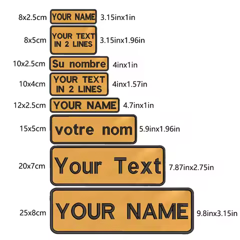 1PC Custom Name Patch Stripes Badge Iron On Or Hook Loop 10x2.5cm 8X2.5cm,12x2.5cm,8x5cm,10x4cm,15x5