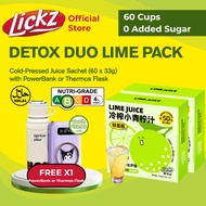 (Bundle of 60) LICKZ Cold-Pressed Lime Juice Sachets 60s – Light & Clean Daily Refresh | High Vit C 