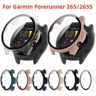 Hard Edge PC Case For Garmin Forerunner 265 265s 965 SmartWatch Tempered Glass Full Screen Protector