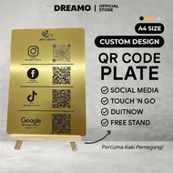 Custom QR Code Acrylic Display Stand Board Scan E-Wallet Pay Social Media A4 Size | Papan Tanda QR P