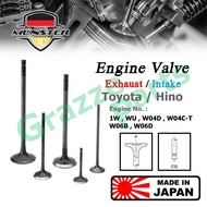 (4pc) Münster Engine Valve Exhaust (40.0mm) / Intake (45.5mm) Toyota Coaster Dyna WV26 1W WU Hino Du