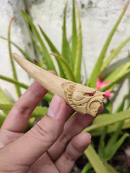 Pipa Once Akar Bahar Putih Ukir Macan