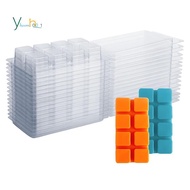 50 Packs Wax Melt Containers 8 Cavity Clear Empty Plastic Wax Melt Molds Cubes Clamshells for Tarts 