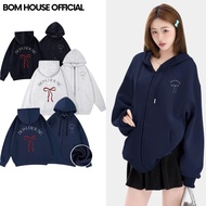 BOM HOUSE Bow Zip Hoodie 01 With 2 Pockets In Loose Form For Men And Women Unisex