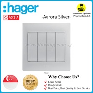 Aurora Silver Hager wall switch 4 Gang (1W/2W) [Singapore Local Authorized Seller]