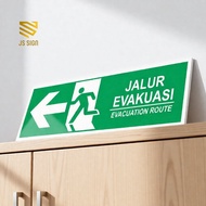 SAFETYSIGN K3 - EVACUATION DIRECTION 3mm ACP PLATE BILINGUALKiri