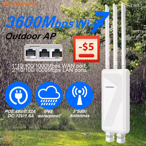 Comfast 3600Mbps WiFi7 Outdoor Access Piont 2.4G/5.8G Wireless AP 3*5dBi Antennas WIFI Router 48V PO