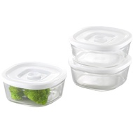 Iwaki Heat-Resistant Glass Airtight Container White Square 3-Piece Set Airtight Pack & Range PSC-MP-