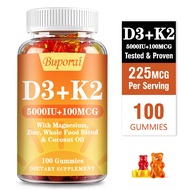 Buporai Vitamin D3+K2 Gummies, - Magnesium, Zinc - Bone Health, Heart Health, Immune Support - Anti-