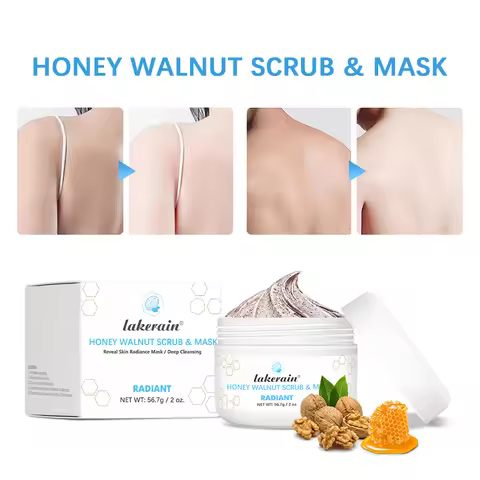 Honey Walnut Scrub & Mask - Exfoliating Mask with Manuka Honey Plus Walnut for Blackheads, Buildup, 