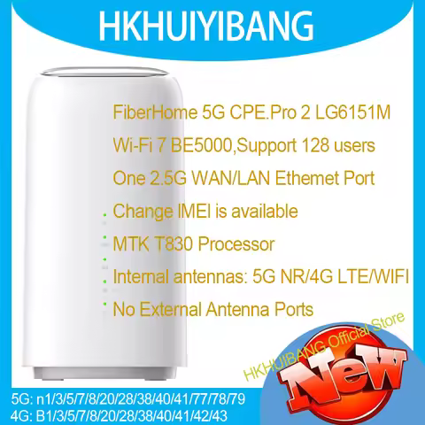 2025 FiberHome 5G CPE Pro 2 LG6151M N78 IMEI Change WiFi 7 BE5000 Wireless Router 5G NR 4CC CA 4G LT