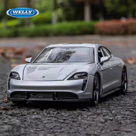 Welly 1:24 Porsche Taycan Turbo S Alloy Sports Car Model Diecasts Metal New Energy Car Vehicles Mode