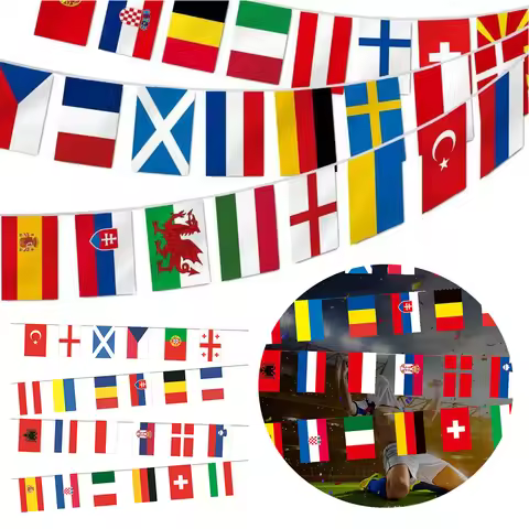 2024 Europe Countries Flag 7M 24 Countries Hanging String Flags 24 Country Teams Bunting Flags for F
