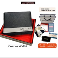 [GIFT PACKAGE] Men's Wallet Engraved with YC Name Genuine Cowhide Saffiano, Gift Wrapping, Bow Box, 